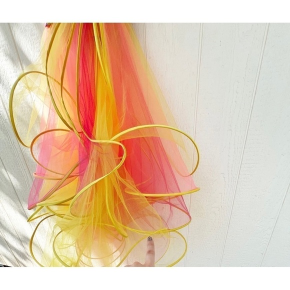 Panoply Sz 8 Long Strapless Formal Ruched Tulle Trumpet Gown Dress - Picture 7 of 16